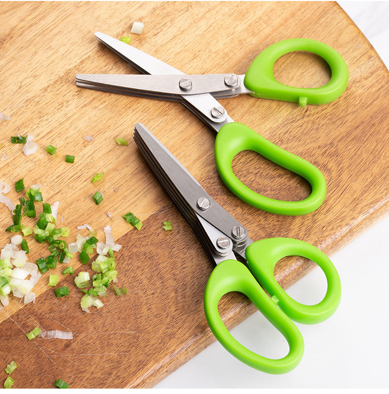 Multi-Layer Herb Scissors – Stainless Steel Green Onion & Spice Cutter