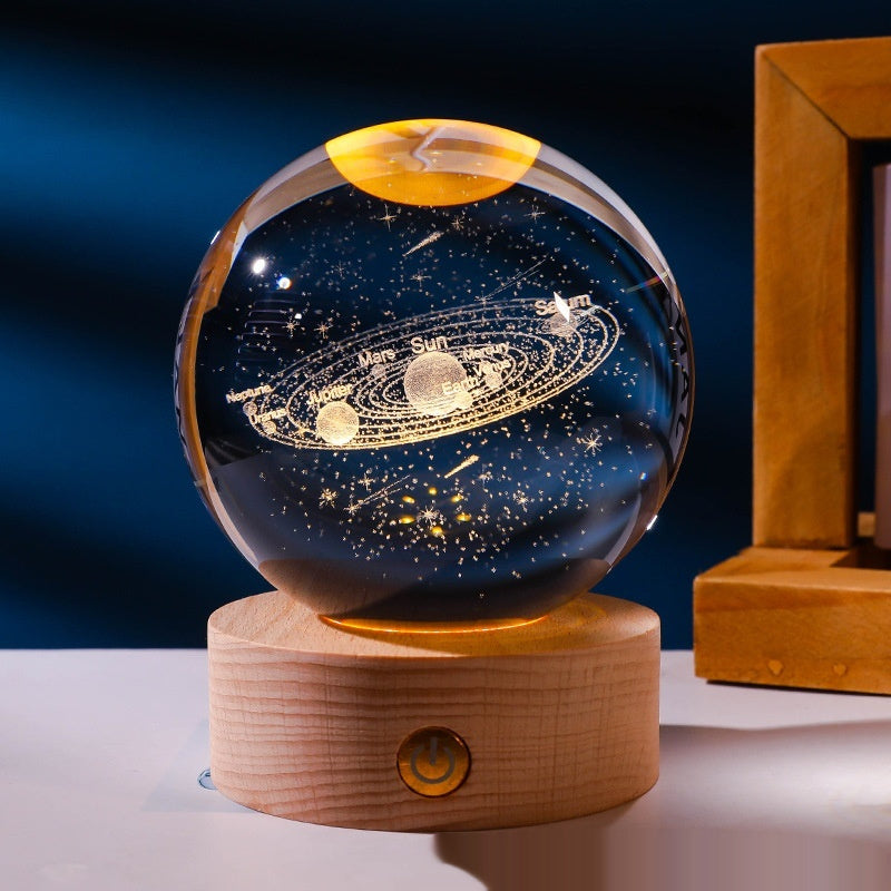 Luminous 3D Inner-Carved Crystal Ball Night Lamp – Glowing Decorative Light