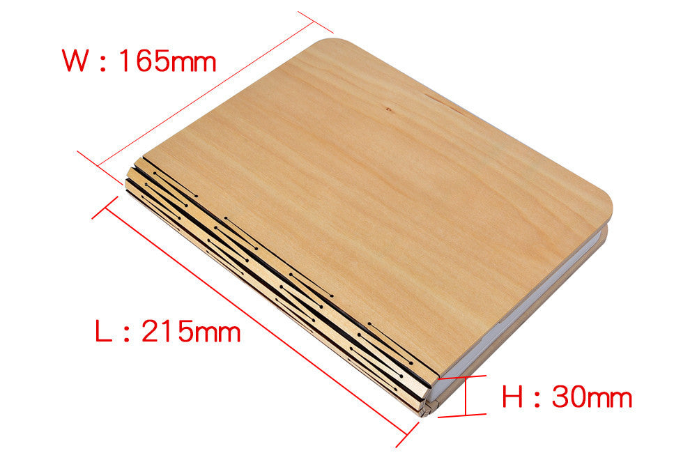 Wooden Book Light - USB Rechargeable LED Reading Lamp