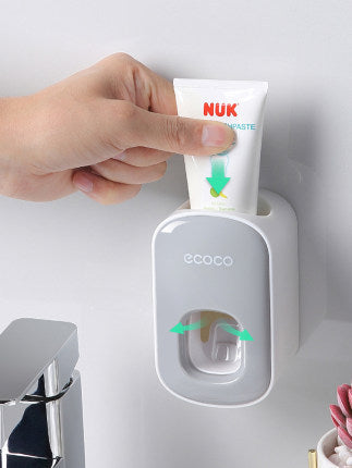 Wall-Mounted Automatic Toothpaste Dispenser & Toothbrush Holder