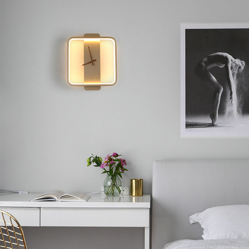 Nordic LED Wall Lamp with Clock Design
