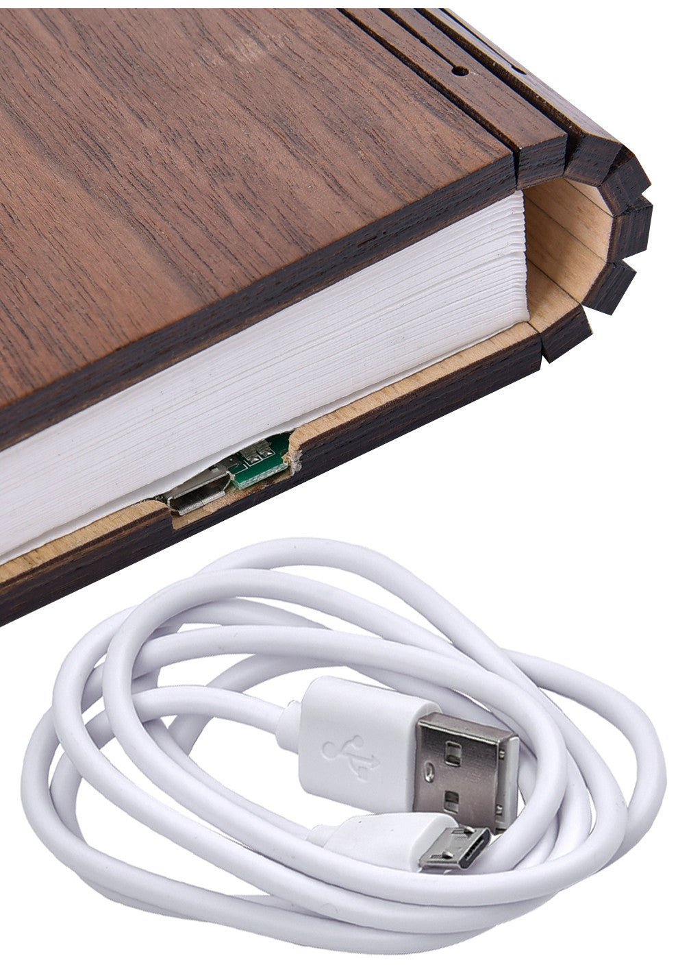 Wooden Book Light - USB Rechargeable LED Reading Lamp