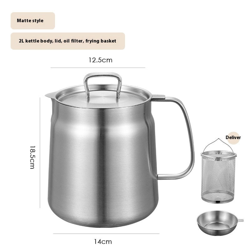304 Stainless Steel Oil Filter Pot – Large-Capacity Grease Separator with Frying Basket