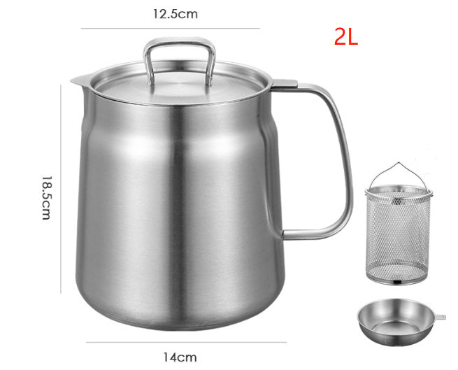 304 Stainless Steel Oil Filter Pot – Large-Capacity Grease Separator with Frying Basket