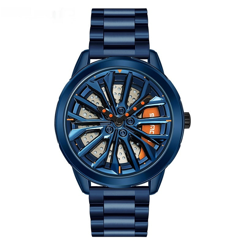 Men’s Fashion Wheel Series Watch – Trendy Casual Good Luck Watch with Steel & Mesh Bands
