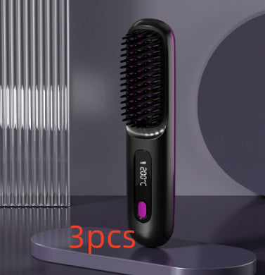 Wireless Hair Straightener Brush - Portable 2-in-1 Hot Comb