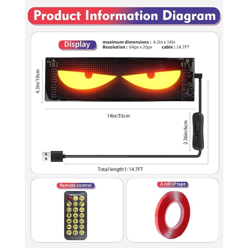 14" Programmable Pixel Panel with Preloaded Animations