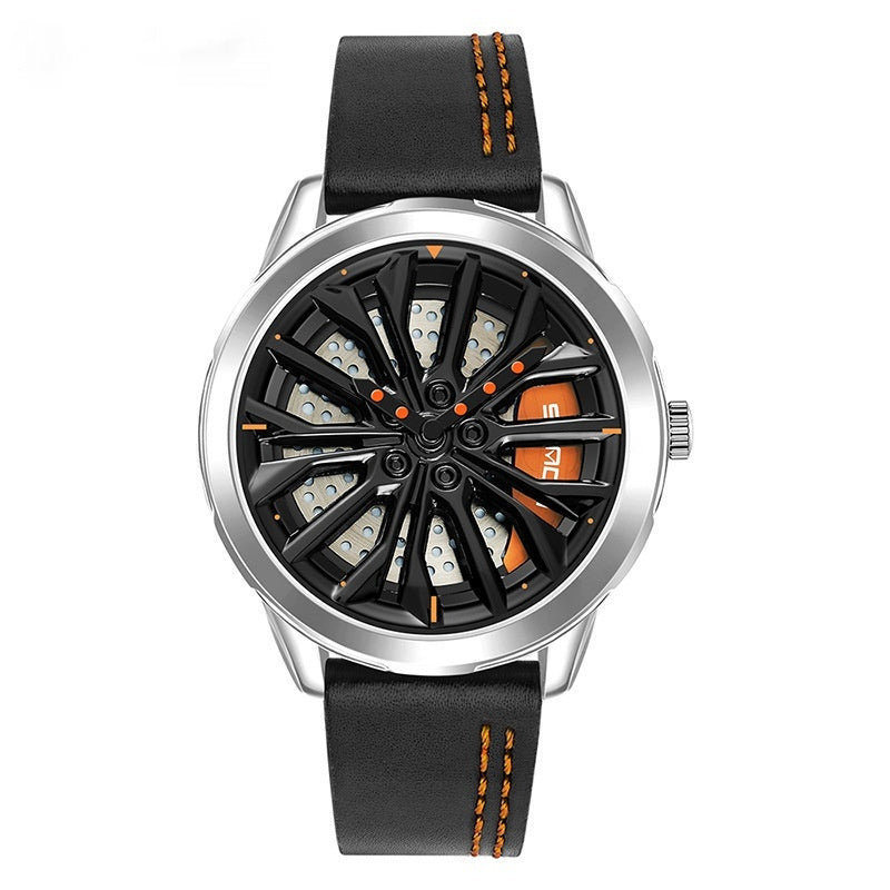 Men’s Fashion Wheel Series Watch – Trendy Casual Good Luck Watch with Steel & Mesh Bands