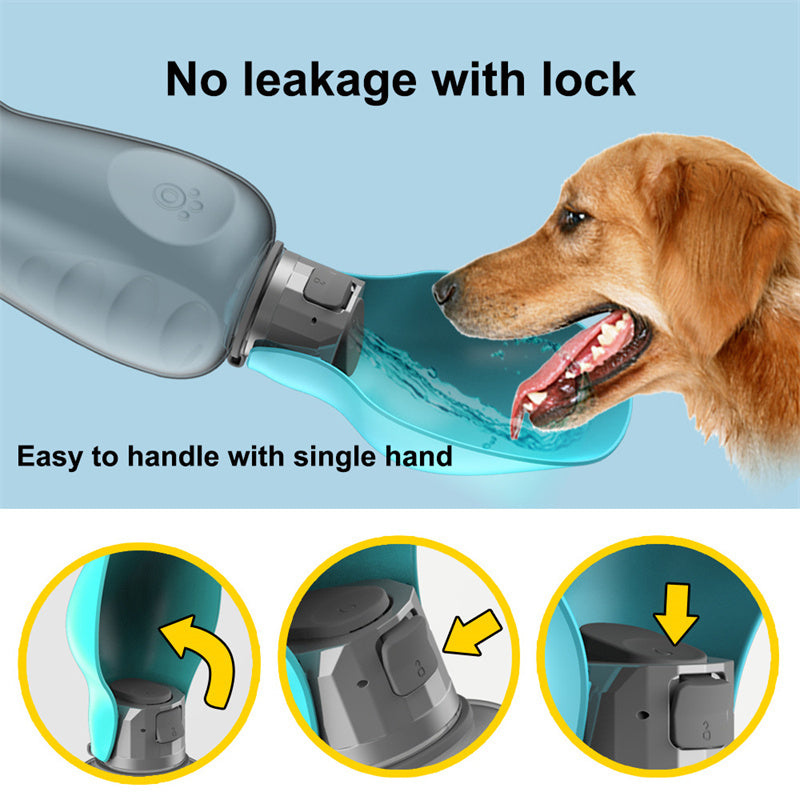 800ml Leakproof Dog Water Bottle with Foldable Bowl