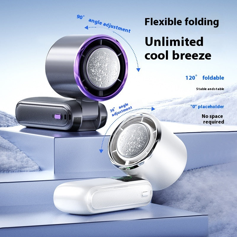 Portable High-Speed Folding Mini Fan with Ice Pack – Adjustable & Wearable