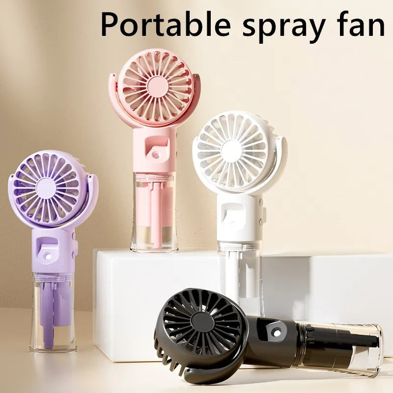 4-Speed Portable Mist Spray Fan – USB Rechargeable & Handheld