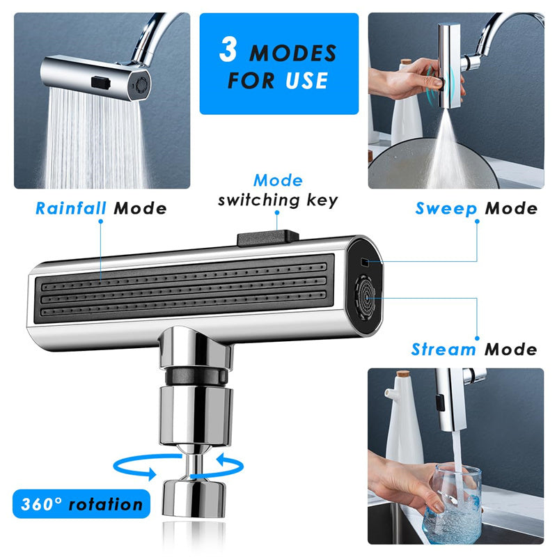 Multifunctional Kitchen Faucet with Waterfall & Rotating Nozzle