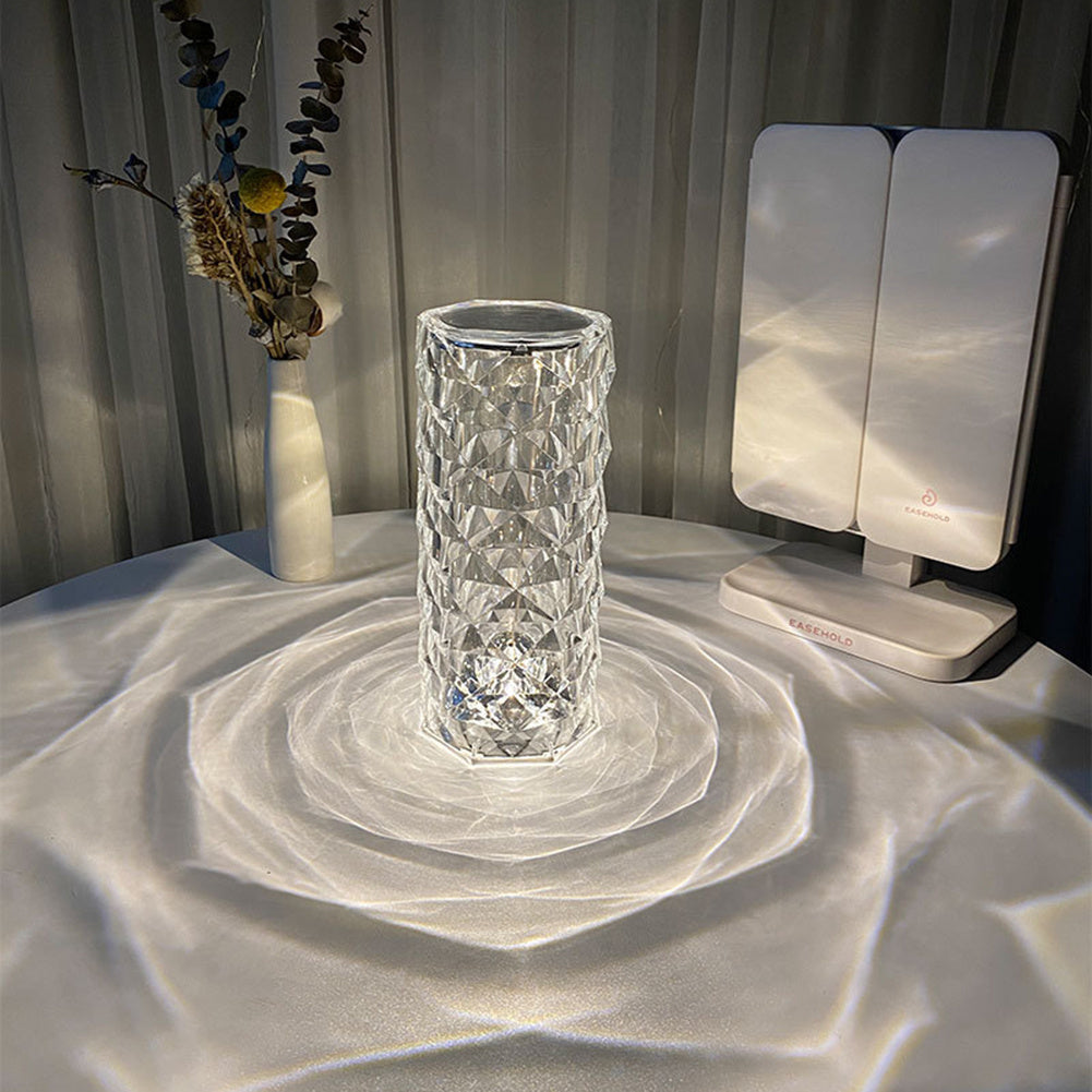 Nordic Crystal Touch Dimmer USB Table Lamp with Rose Projector