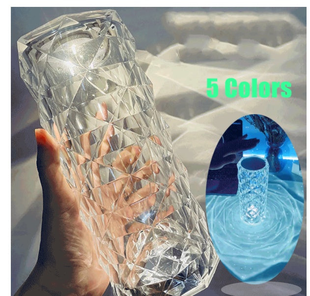 Nordic Crystal Touch Dimmer USB Table Lamp with Rose Projector