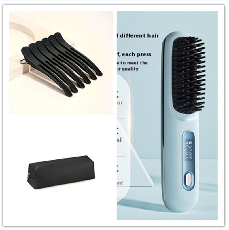 Wireless Hair Straightener Brush - Portable 2-in-1 Hot Comb