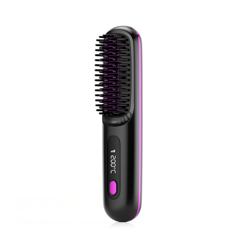 Wireless Hair Straightener Brush - Portable 2-in-1 Hot Comb
