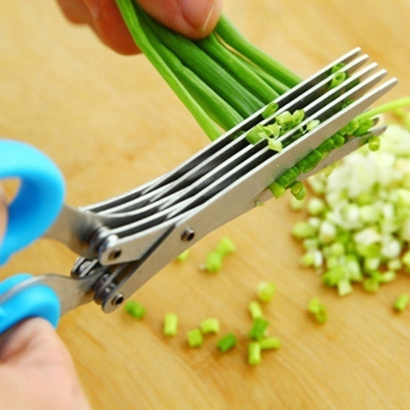 Multi-Layer Herb Scissors – Stainless Steel Green Onion & Spice Cutter