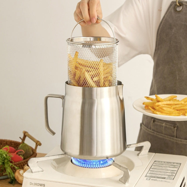 304 Stainless Steel Oil Filter Pot – Large-Capacity Grease Separator with Frying Basket