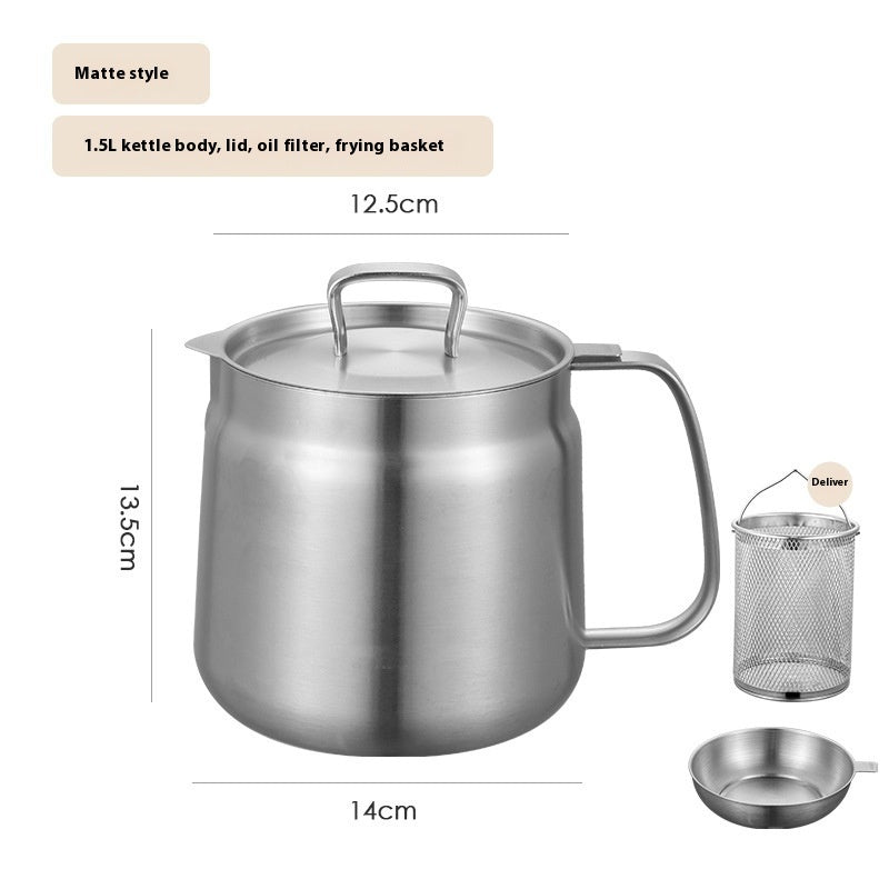 304 Stainless Steel Oil Filter Pot – Large-Capacity Grease Separator with Frying Basket
