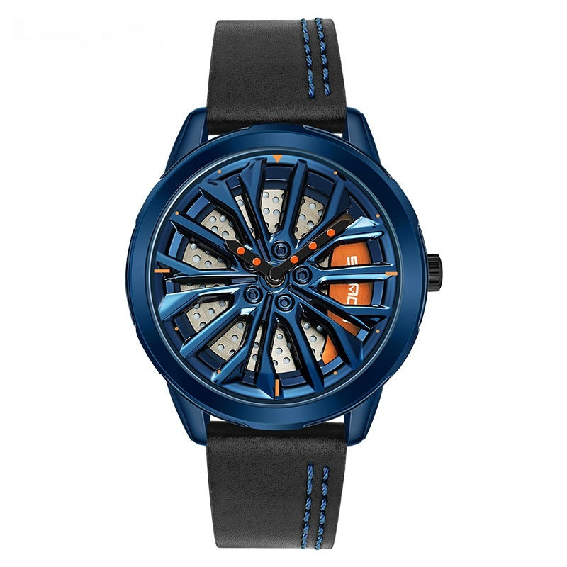 Men’s Fashion Wheel Series Watch – Trendy Casual Good Luck Watch with Steel & Mesh Bands