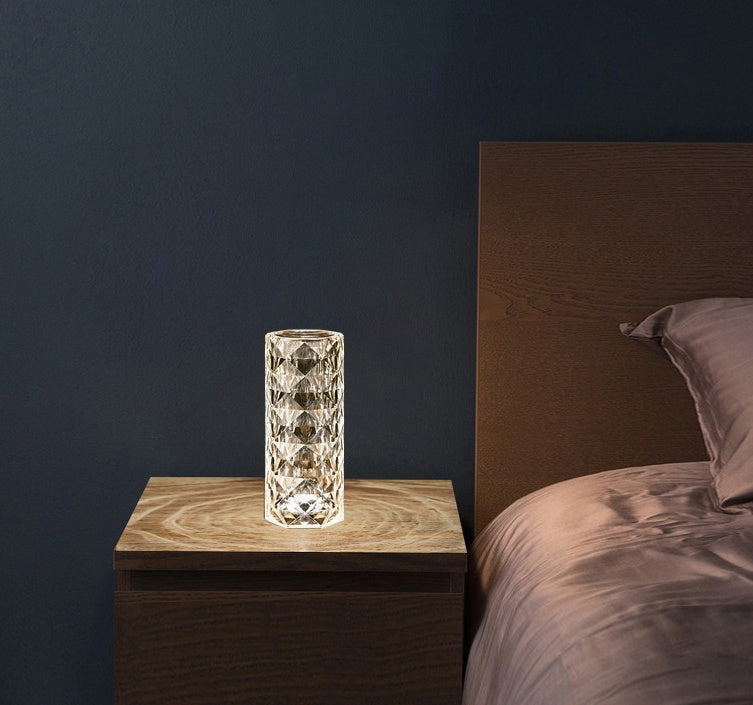 Nordic Crystal Touch Dimmer USB Table Lamp with Rose Projector