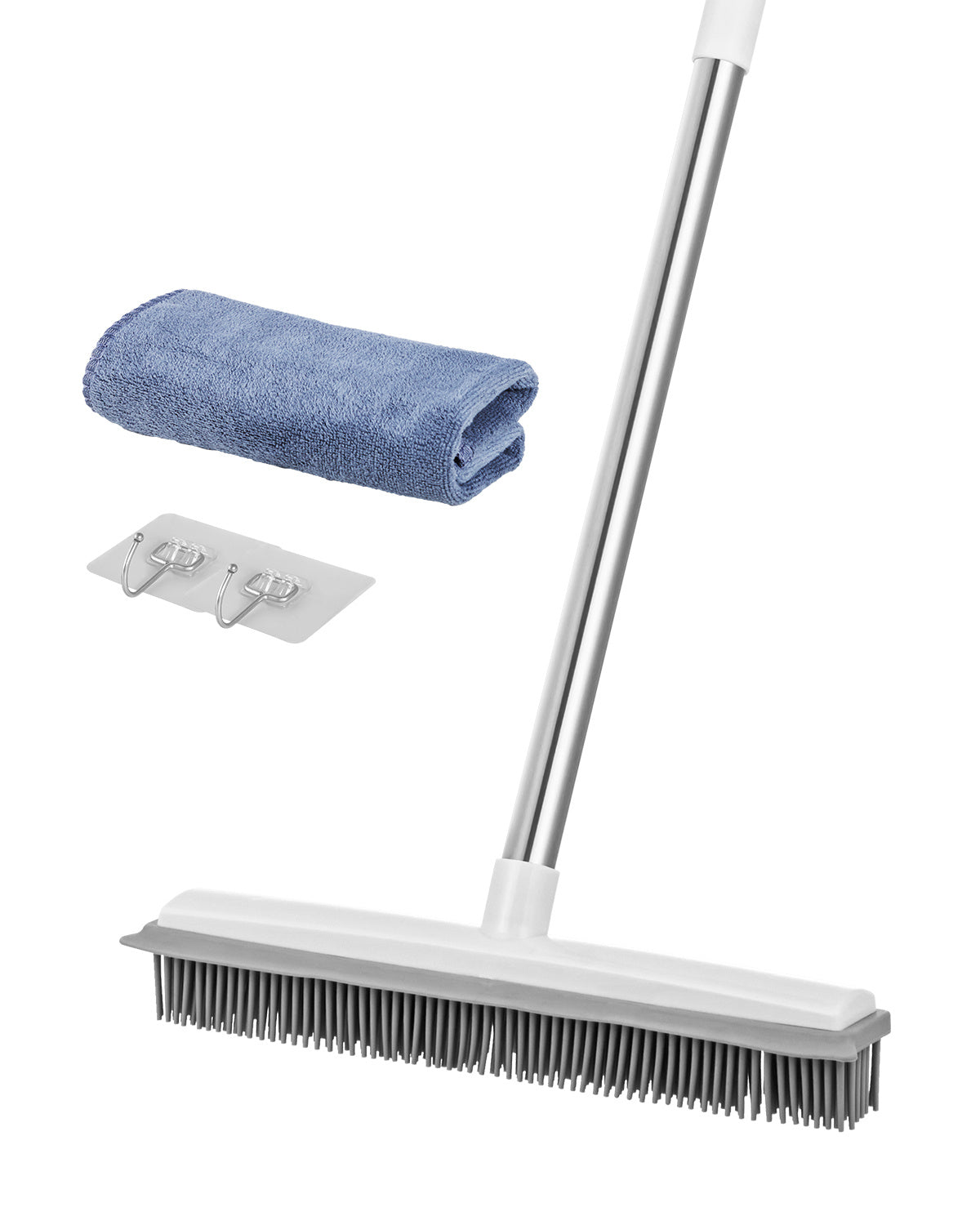 Pet Hair Broom - Adjustable Rubber Bristles