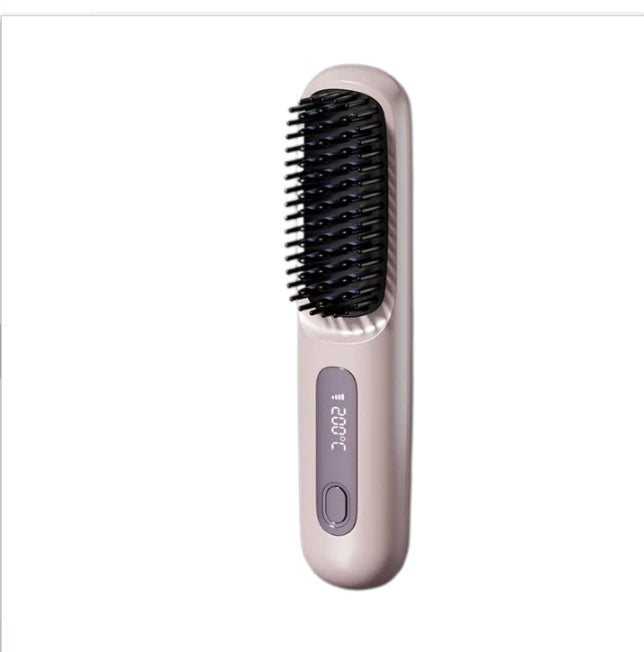 Wireless Hair Straightener Brush - Portable 2-in-1 Hot Comb