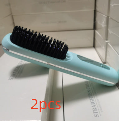 Wireless Hair Straightener Brush - Portable 2-in-1 Hot Comb