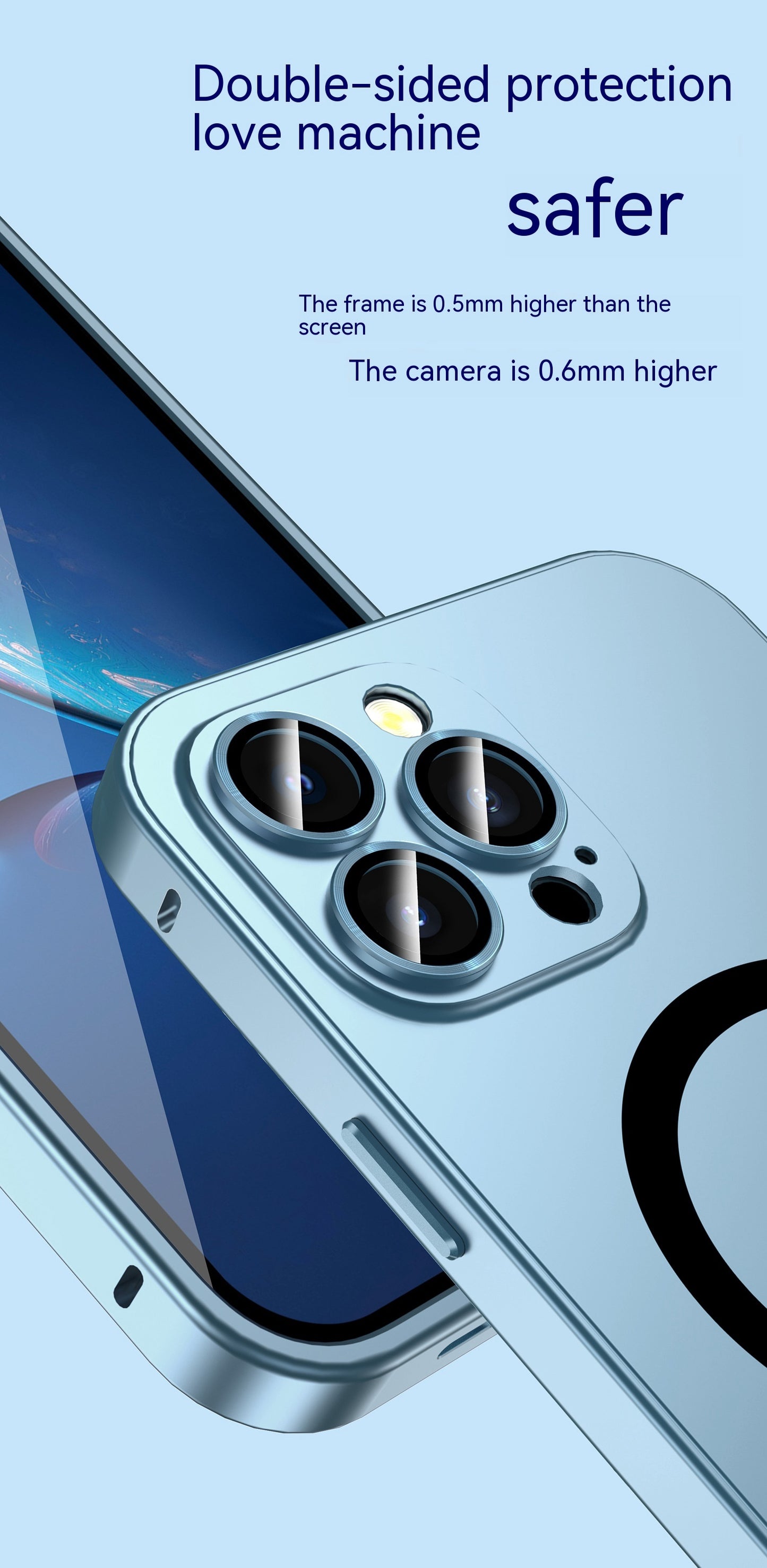 Magnetic Single-Sided Spring Fastener Phone Case with Lens Protector – Anti-Wear & Heat Dissipation