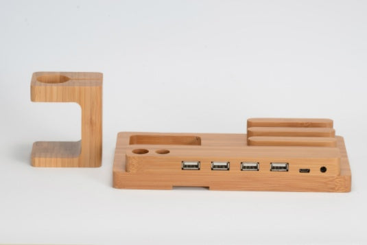 Bamboo Charging Station - Phone & Apple Watch Stand