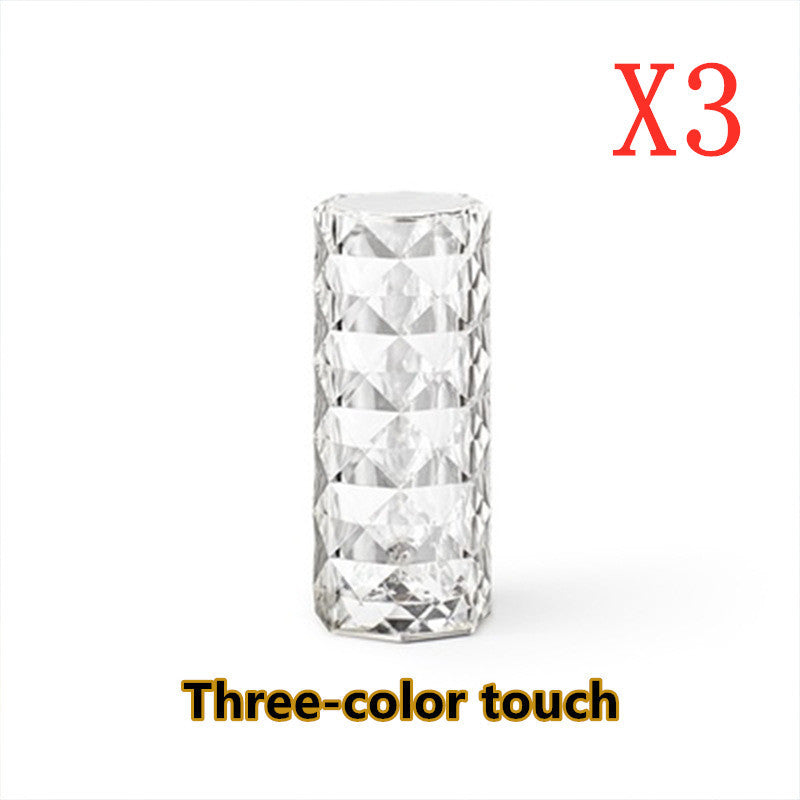 Nordic Crystal Touch Dimmer USB Table Lamp with Rose Projector
