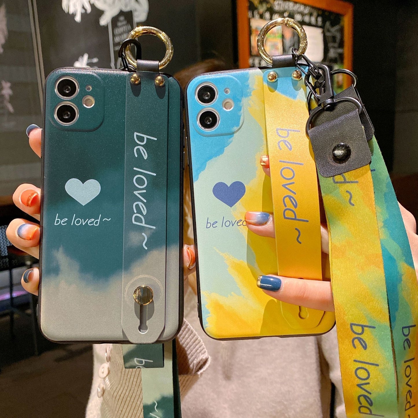 Stylish Watercolor iPhone Case with Wrist Strap