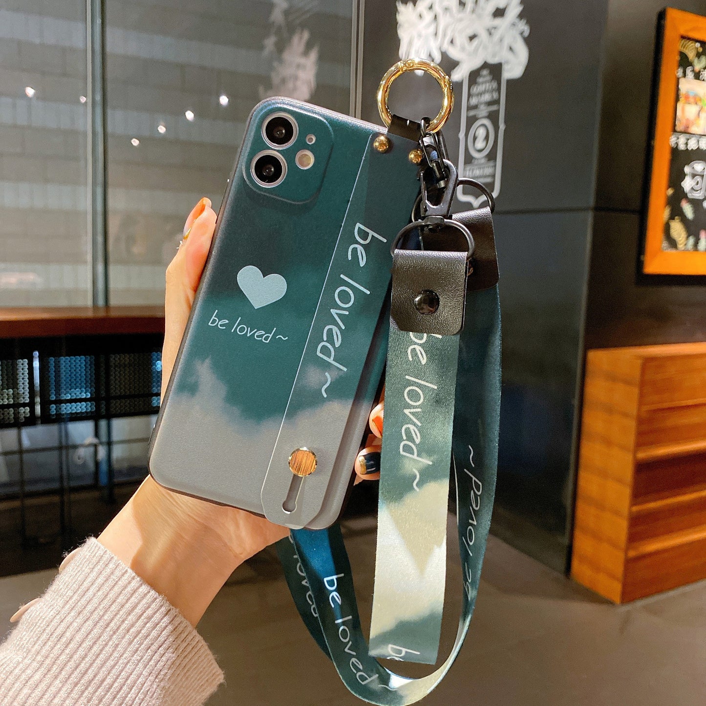 Stylish Watercolor iPhone Case with Wrist Strap