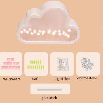 Handmade DIY Cloud Tulip Mirror with Small Night Light