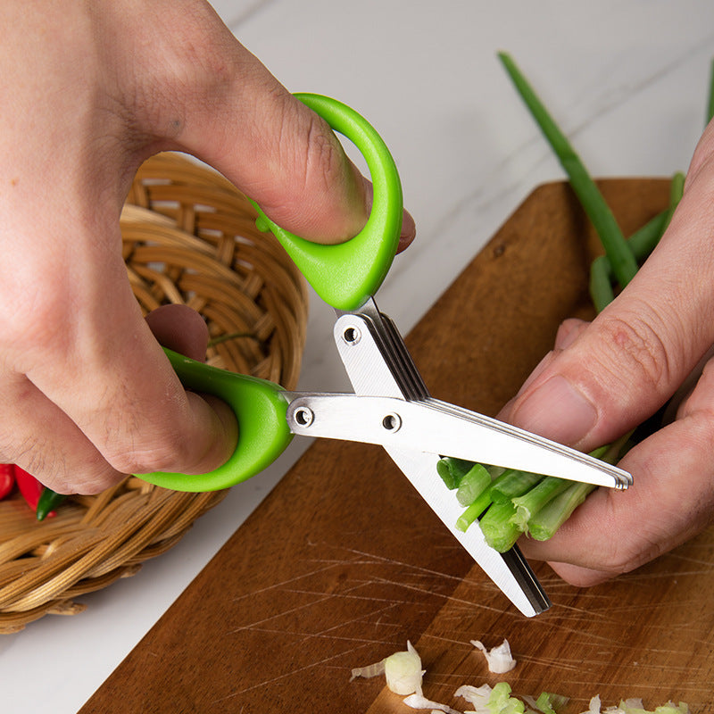 Multi-Layer Herb Scissors – Stainless Steel Green Onion & Spice Cutter