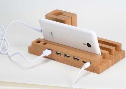 Bamboo Charging Station - Phone & Apple Watch Stand