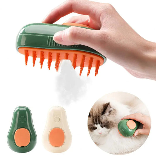 Electric Self-Cleaning Steamy Cat Brush – Avocado Shaped Pet Grooming Comb for Cats & Dogs