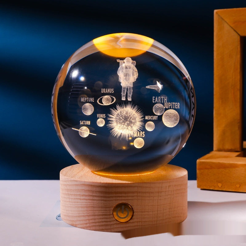 Luminous 3D Inner-Carved Crystal Ball Night Lamp – Glowing Decorative Light