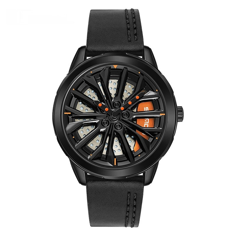 Men’s Fashion Wheel Series Watch – Trendy Casual Good Luck Watch with Steel & Mesh Bands