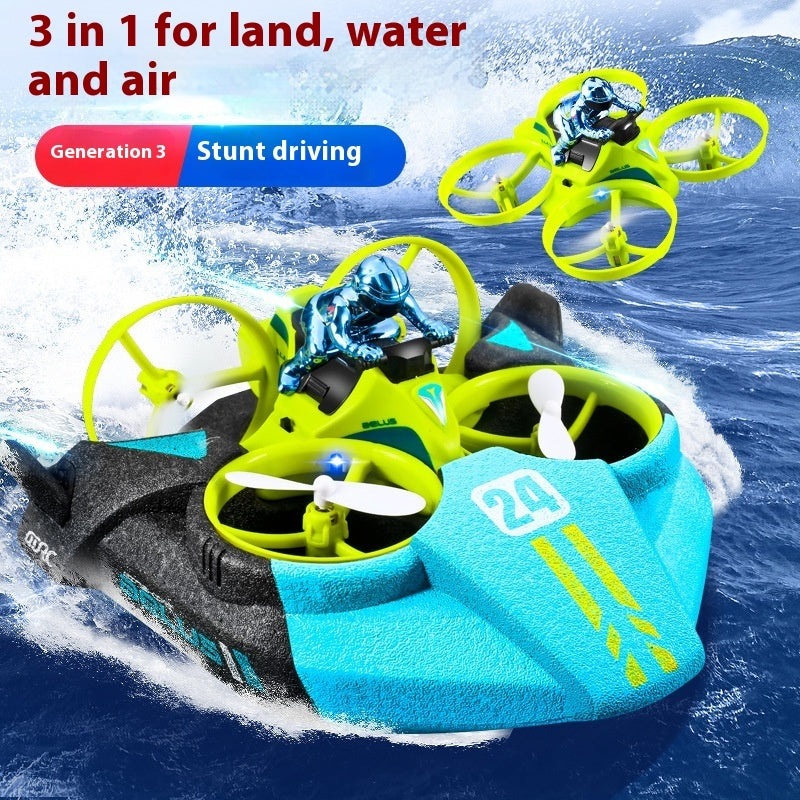 3-in-1 Remote Control Aircraft – Helicopter, Car & Boat for Kids (V24 Model)