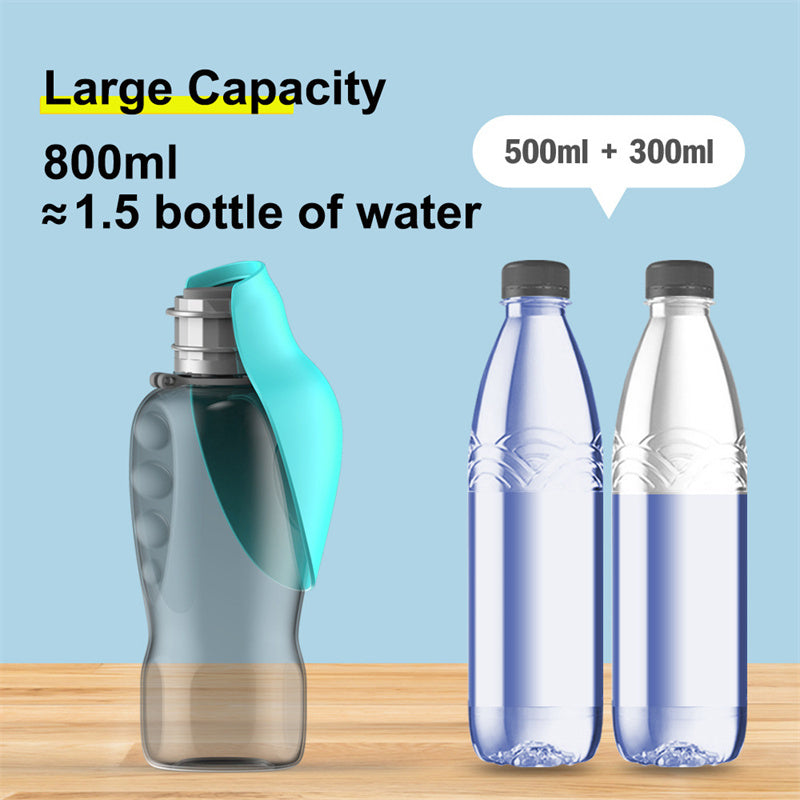800ml Leakproof Dog Water Bottle with Foldable Bowl