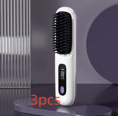 Wireless Hair Straightener Brush - Portable 2-in-1 Hot Comb