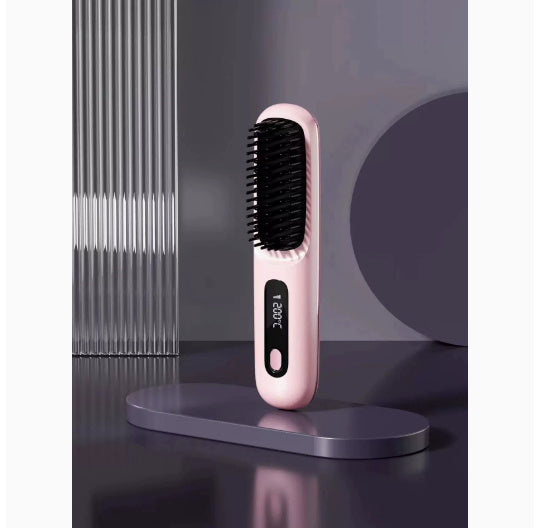Wireless Hair Straightener Brush - Portable 2-in-1 Hot Comb