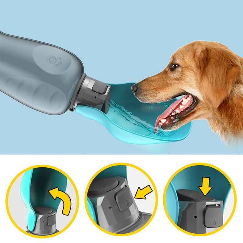 800ml Leakproof Dog Water Bottle with Foldable Bowl