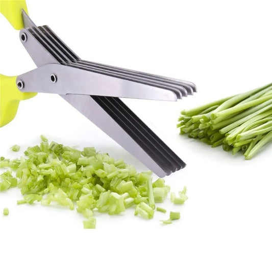 Multi-Layer Herb Scissors – Stainless Steel Green Onion & Spice Cutter