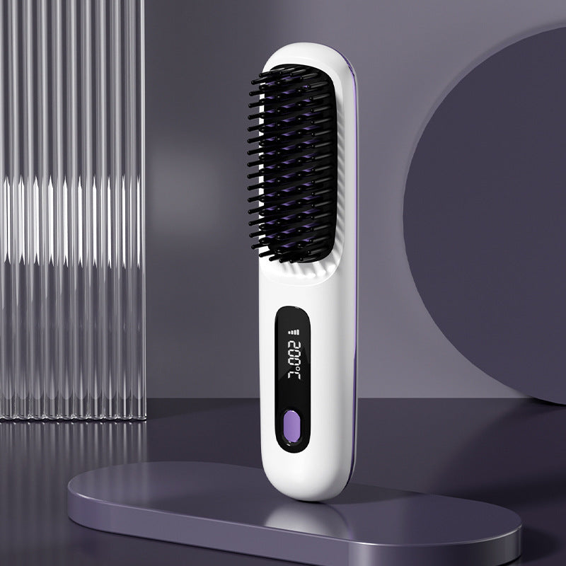 Wireless Hair Straightener Brush - Portable 2-in-1 Hot Comb
