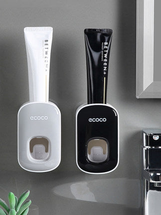 Wall-Mounted Automatic Toothpaste Dispenser & Toothbrush Holder