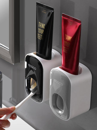 Wall-Mounted Automatic Toothpaste Dispenser & Toothbrush Holder