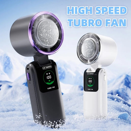 Portable High-Speed Folding Mini Fan with Ice Pack – Adjustable & Wearable