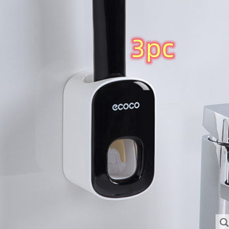 Wall-Mounted Automatic Toothpaste Dispenser & Toothbrush Holder